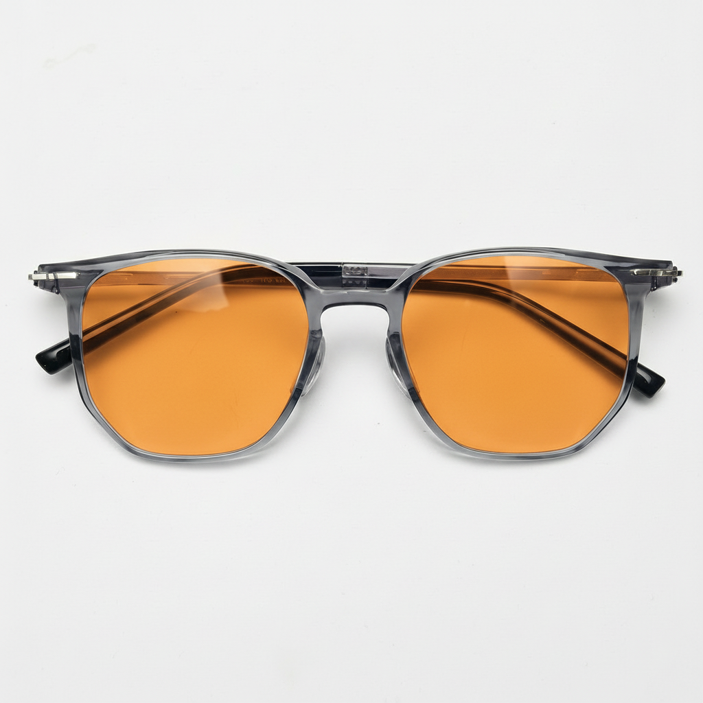Yetta Orange Tinted Lens Sunglasses - Transparent gray Geometric TR90 Frame