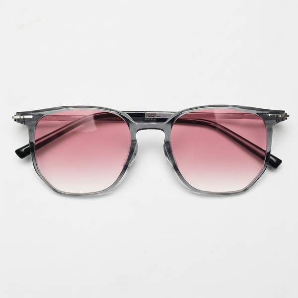 Yetta Pink Gradient Lens Sunglasses - Transparent gray Geometric TR90 Frame