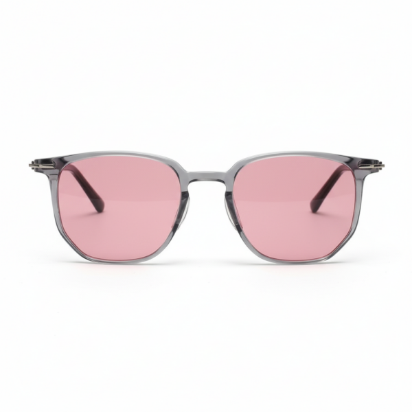 Yetta Pink Tinted Lens Sunglasses - Transparent gray Geometric TR90 Frame
