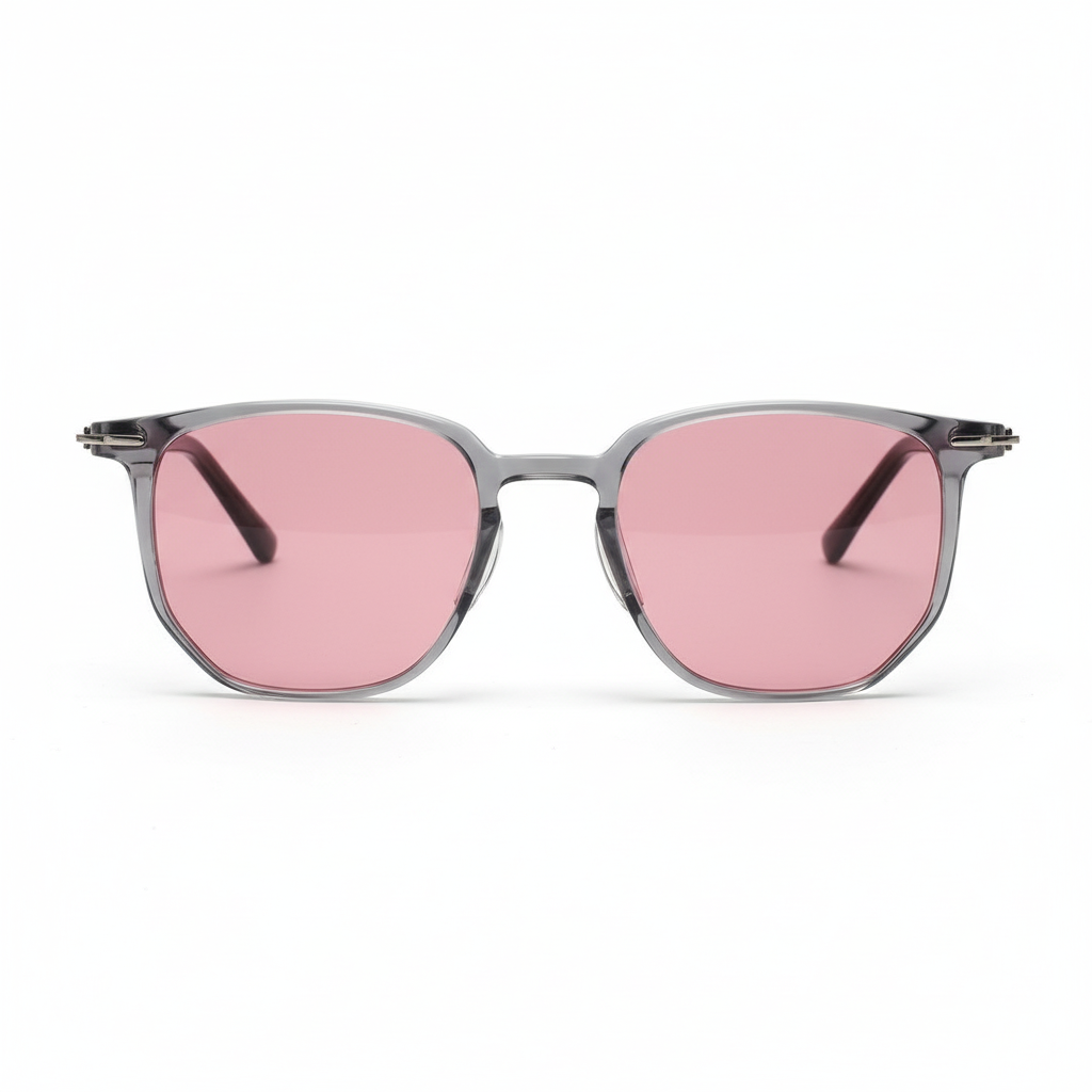 Yetta Pink Tinted Lens Sunglasses - Transparent gray Geometric TR90 Frame