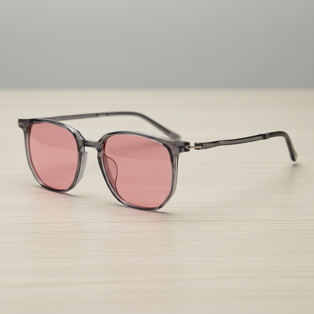 Yetta Pink Tinted Lens Sunglasses - Transparent gray Geometric TR90 Frame