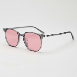 Yetta Pink Tinted Lens Sunglasses - Transparent gray Geometric TR90 Frame