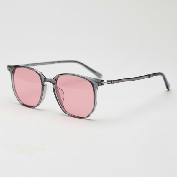 Yetta Pink Tinted Lens Sunglasses - Transparent gray Geometric TR90 Frame