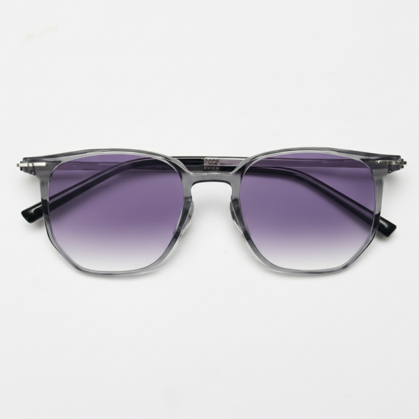 Yetta Purple Gradient Lens Sunglasses - Transparent gray Geometric TR90 Frame