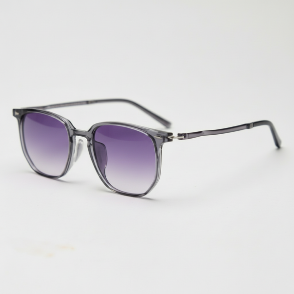 Yetta Purple Gradient Lens Sunglasses - Transparent gray Geometric TR90 Frame