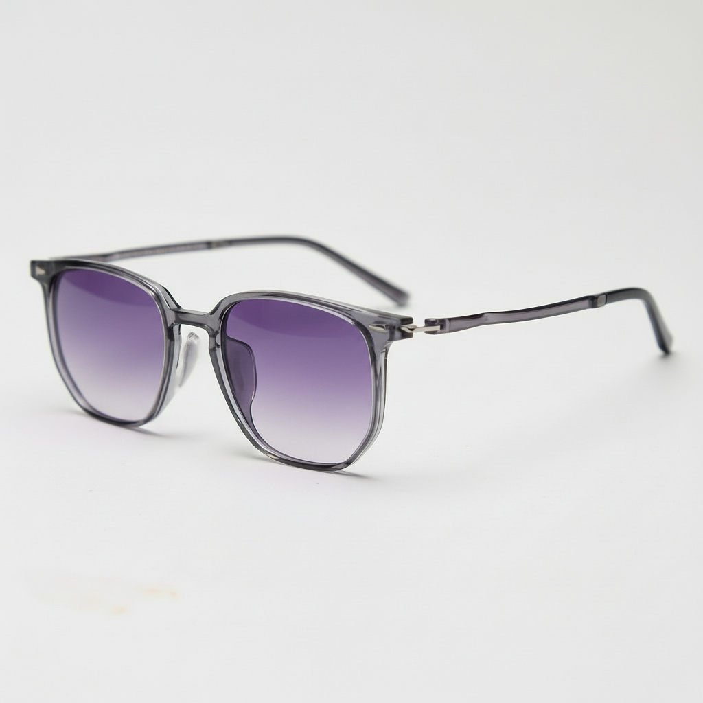 Yetta Purple Gradient Lens Sunglasses - Transparent gray Geometric TR90 Frame