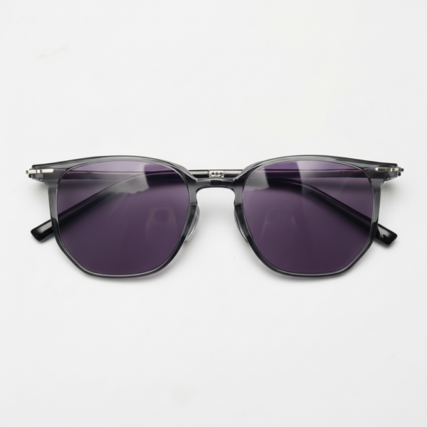 Yetta Purple Tinted Lens Sunglasses - Transparent gray Geometric TR90 Frame