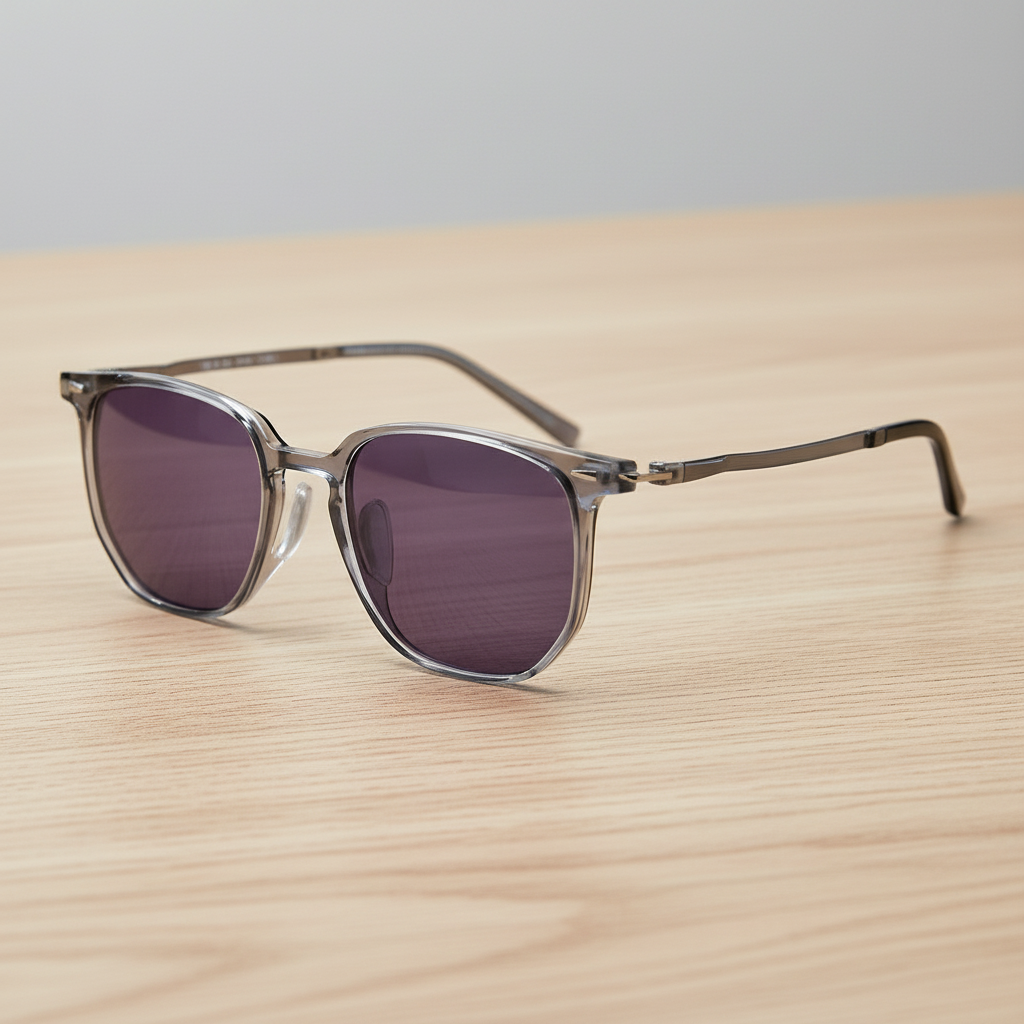 Yetta Purple Tinted Lens Sunglasses - Transparent gray Geometric TR90 Frame