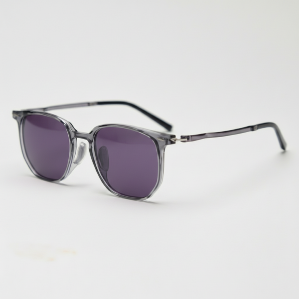 Yetta Purple Tinted Lens Sunglasses - Transparent gray Geometric TR90 Frame
