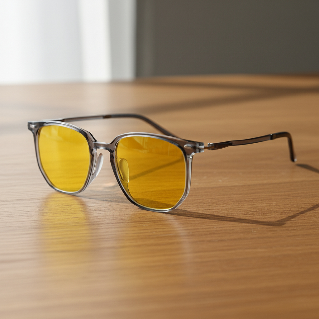 Yetta Night Driving Glasses (Yellow Tint) - Transparent gray Geometric TR90 Frame