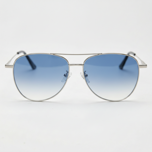 Zoe Blue Gradient Lens Sunglasses - Silver Aviator Metal Frame