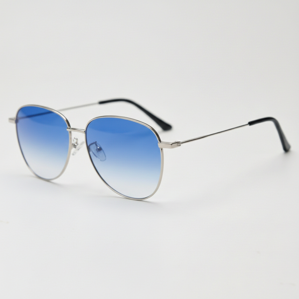 Zoe Blue Gradient Lens Sunglasses - Silver Aviator Metal Frame
