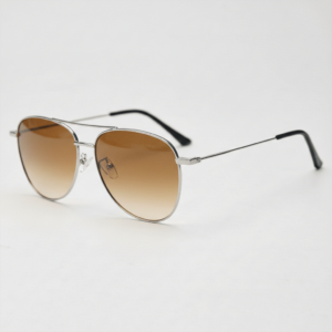 Zoe Brown Gradient Lens Sunglasses - Silver Aviator Metal Frame