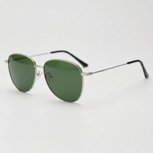 Zoe Green Tinted Lens Sunglasses - Silver Aviator Metal Frame