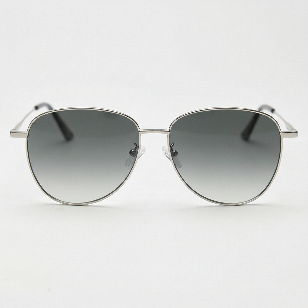 Zoe Grey Gradient Lens Sunglasses - Silver Aviator Metal Frame