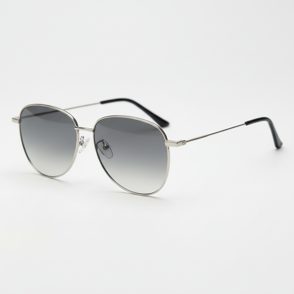 Zoe Grey Gradient Lens Sunglasses - Silver Aviator Metal Frame