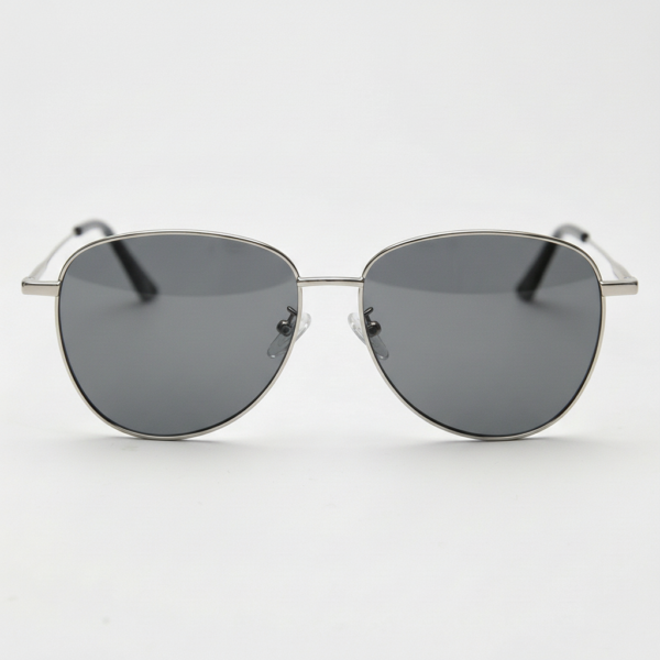 Zoe Grey Tinted Lens Sunglasses - Silver Aviator Metal Frame
