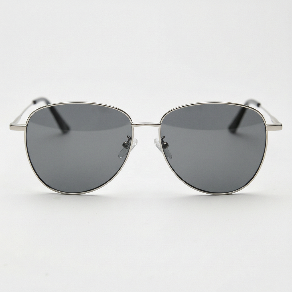 Zoe Grey Tinted Lens Sunglasses - Silver Aviator Metal Frame