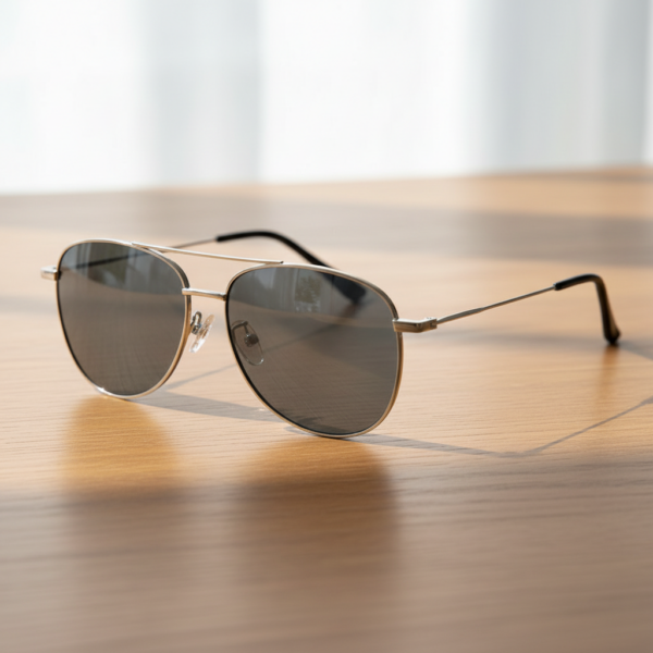 Zoe Grey Tinted Lens Sunglasses - Silver Aviator Metal Frame
