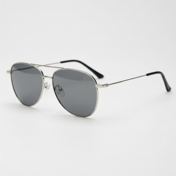 Zoe Grey Tinted Lens Sunglasses - Silver Aviator Metal Frame