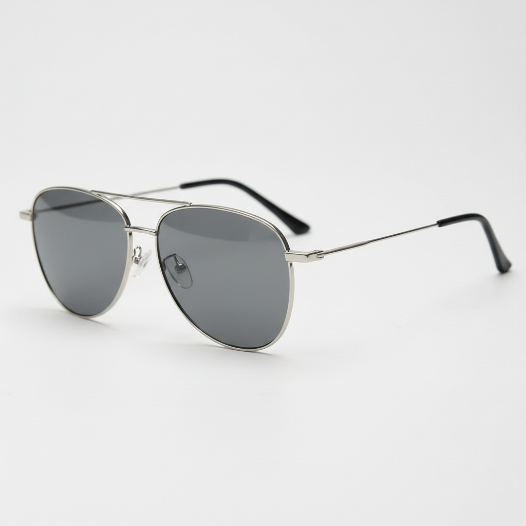 Zoe Grey Tinted Lens Sunglasses - Silver Aviator Metal Frame