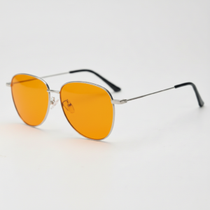 Zoe Orange Tinted Lens Sunglasses - Silver Aviator Metal Frame