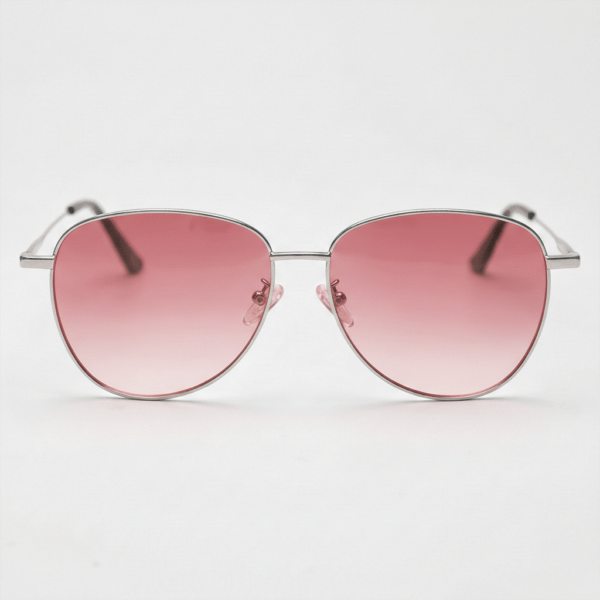 Zoe Pink Gradient Lens Sunglasses - Silver Aviator Metal Frame