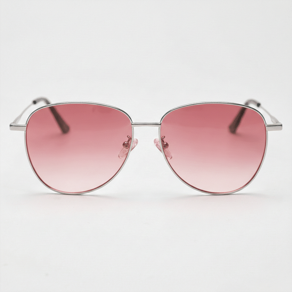 Zoe Pink Gradient Lens Sunglasses - Silver Aviator Metal Frame