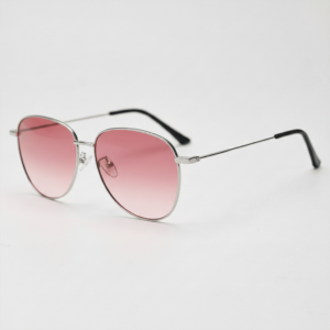 Zoe Pink Gradient Lens Sunglasses - Silver Aviator Metal Frame