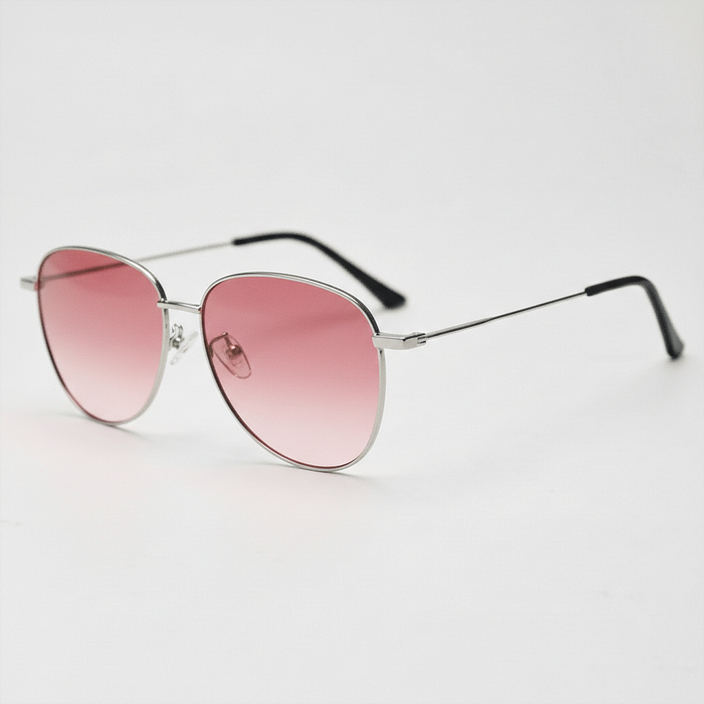 Zoe Pink Gradient Lens Sunglasses - Silver Aviator Metal Frame