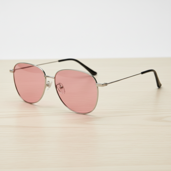 Zoe Pink Tinted Lens Sunglasses - Silver Aviator Metal Frame