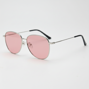 Zoe Pink Tinted Lens Sunglasses - Silver Aviator Metal Frame