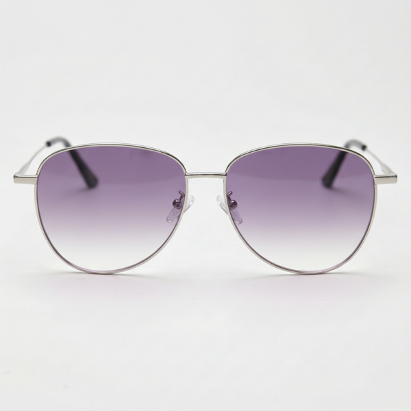 Zoe Purple Gradient Lens Sunglasses - Silver Aviator Metal Frame