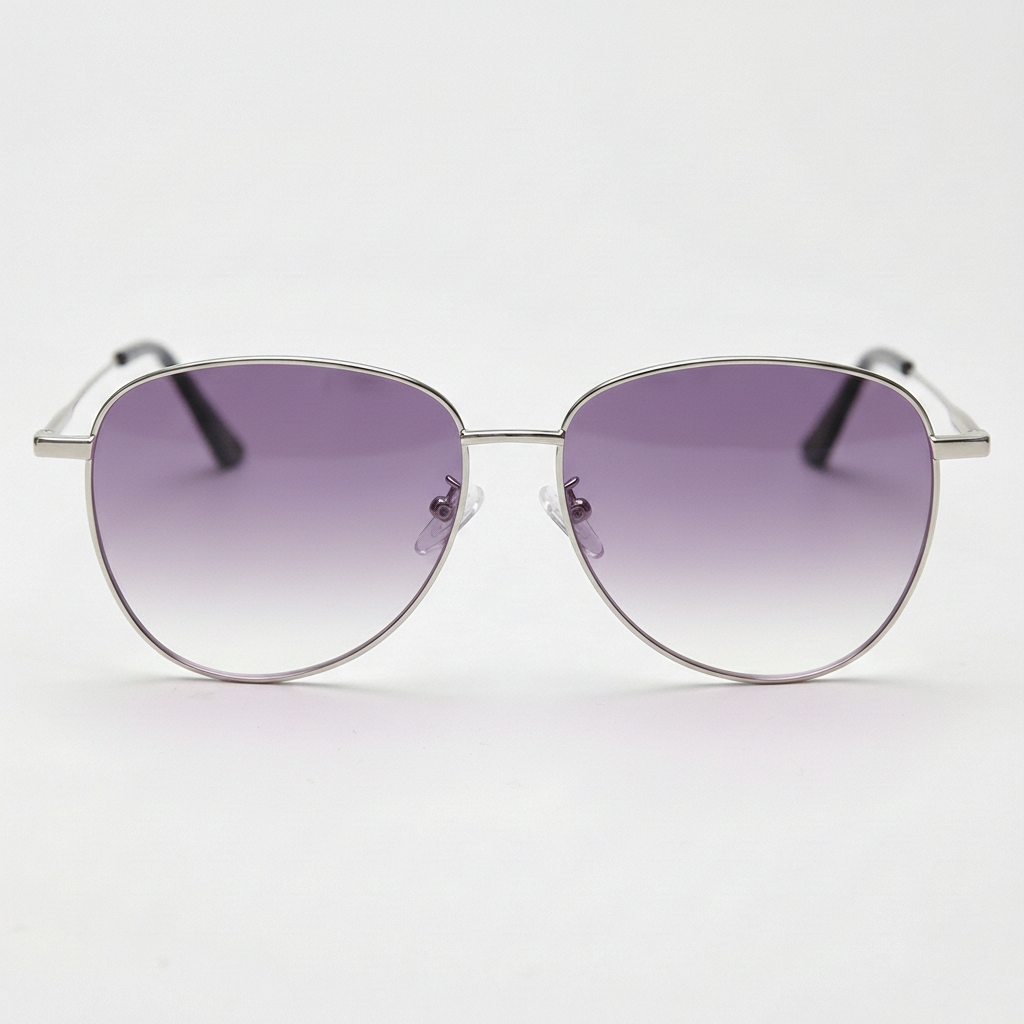 Zoe Purple Gradient Lens Sunglasses - Silver Aviator Metal Frame