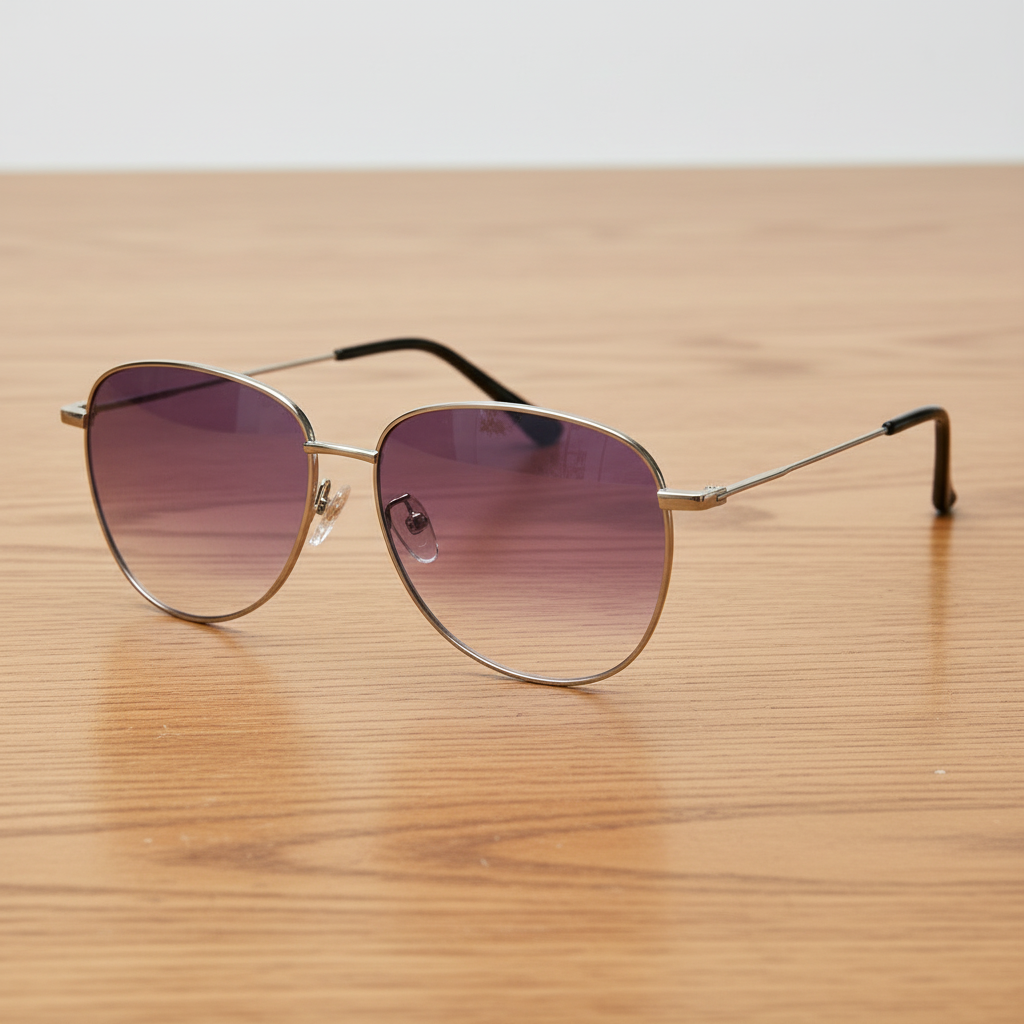 Zoe Purple Gradient Lens Sunglasses - Silver Aviator Metal Frame