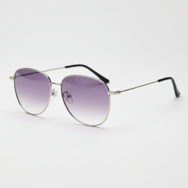 Zoe Purple Gradient Lens Sunglasses - Silver Aviator Metal Frame