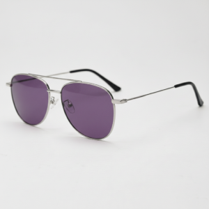 Zoe Purple Tinted Lens Sunglasses - Silver Aviator Metal Frame